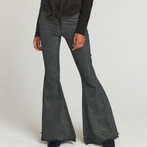 Show me your mumu Womens Berkeley Bells charcoal Shimmer flare jeans XS NEW